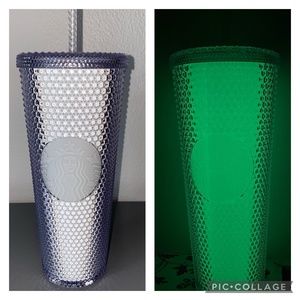 NWT Starbucks Crystal Clear Silver Glow In Dark Studded Bling 24oz Venti